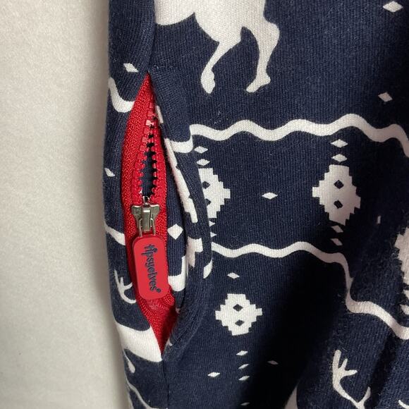 Tipsyelves Unisex Hooded Jumpsuit with Pockets Reindeer Fair Isle Full Zip XL - Picture 8 of 12